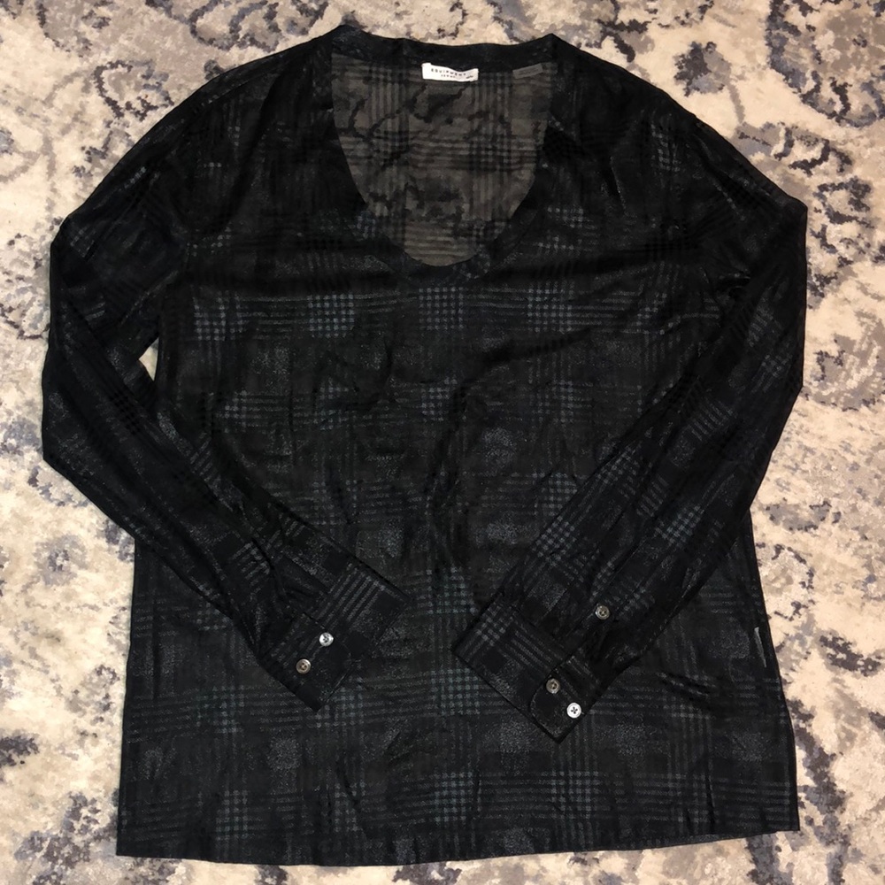 Equipment Sheer Plaid Blouse
